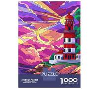 Rompecabezas De 1000 Piezas para Adultos Y Adolescentes Vibrant Lighthouse at Sunset Rompecabezas para Adultos Juegos Relajantes Mejora La Memoria Regalos De Cumpleaños Y Únicos 70x50cm/1000pcs