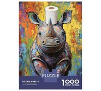 Rompecabezas De 1000 Piezas para Adultos Y Adolescentes Vibrant Rhino with Roll Rompecabezas para Adultos Juego Práctico Una Obra De Arte Difícil Y Desafiante 38x26cm/1000pcs