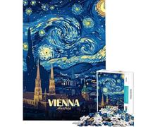 Rompecabezas de 1000 Piezas para Adultos y Adolescentes Viena Austria Noche Estrellada Rompecabezas artístico para Adultos Juegos relajantes Corte de precisión (Tamaño 50x75cm)