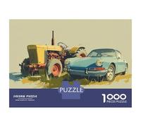 Rompecabezas De 1000 Piezas para Adultos Y Adolescentes Vintage Car and Tractor Art Print Rompecabezas para Adultos Juegos Relajantes Arte De Pared Difícil Y Desafiante 52x38cm/1000pcs