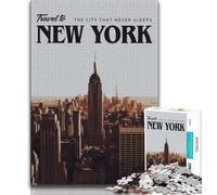 Rompecabezas de 1000 Piezas para Adultos y Adolescentes: Visita Nueva York, un Juego para aliviar el estrés y Matar el Tiempo en casa, con póster y Hoja de Trivia a Juego (75x50cm)