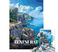 Rompecabezas de 1000 Piezas para Adultos y Adolescentes Vista Costera de Zlatni Rat Croacia Rompecabezas para Adultos Juego Familiar dificultad difícil (tamaño 50x75cm)