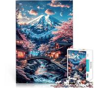 Rompecabezas de 1000 Piezas para Adultos y Adolescentes “Vista Japonesa del Monte Fuji” Hecho de Papel,para Mayores de 14 años Decoración Gran Regalo。tamaño:26x38cm/10.24x14.96pulgada