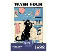 Rompecabezas De 1000 Piezas Para Adultos Y Adolescentes Wash Your Little Paws Cat Art Poster, Picture, Metal Print, Paint by Bella Japan Rompecabezas Para Adultos Juegos Relajantes Mejora La Memoria R