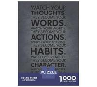 Rompecabezas De 1000 Piezas para Adultos Y Adolescentes Watch Your Thoughts Words Rompecabezas Juegos Relajantes Regalos para Mujeres Cumpleaños Y Navidad 52x38cm/1000pcs