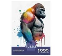 Rompecabezas De 1000 Piezas para Adultos Y Adolescentes Watercolor Gorilla Rompecabezas para Adultos Juegos Relajantes Arte De Pared Difícil Y Desafiante 52x38cm/1000pcs