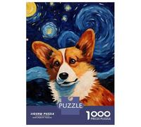Rompecabezas De 1000 Piezas para Adultos Y Adolescentes Welsh Corgi Starry Night Rompecabezas para Adultos Juegos Familiares Decoración De Pared Difícil Y Desafiante 52x38cm/1000pcs