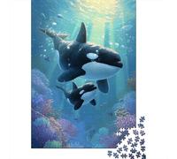 Rompecabezas De 1000 Piezas para Adultos Y Adolescentes Whale Family in Coral Reef Rompecabezas para Adultos Juegos Relajantes Arte De Pared Difícil Y Desafiante 52x38cm/1000pcs