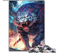 Rompecabezas de 1000 Piezas para Adultos y Adolescentes, White Tiger Rage, Juguetes educativos, Juegos para aliviar el estrés, interacción Entre Padres e Hijos tamaño 26x38cm