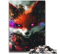Rompecabezas de 1000 Piezas para Adultos y Adolescentes Zorro Misterioso Juguete Educativo para aliviar el estrés Regalos de Amigo Secreto para niños de 14 años 26x38cm