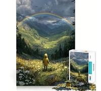 Rompecabezas de 1000 Piezas para Adultos y niños Bajo el arcoíris - Valle de Las Flores Silvestres Arte de Corte Fino Juego de Habilidad Mental Juego de Tiempo Tranquilo Exhibición de Arte navideño