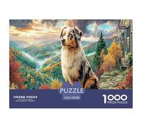Rompecabezas de 1000 Piezas para Adultos y niños: Cachorro Corriendo, Vista a la montaña, Rompecabezas, Juego Educativo, desafío, decoración de Pared, 52 x 38 cm (1000 Piezas)