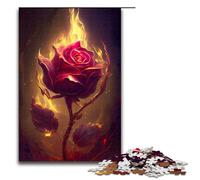 Rompecabezas de 1000 Piezas para Adultos y niños de Jigsaw Burning Rose Rompecabezas de Madera para Adultos 75 x 50 cm