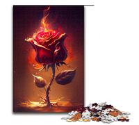 Rompecabezas de 1000 Piezas para Adultos y niños de Jigsaw Burning Rose, Rompecabezas de Madera para Adultos, 1000 Piezas