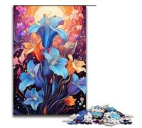 Rompecabezas de 1000 Piezas para Adultos y niños de Jigsaw: Psicodelia Colorida de jacintos españoles. Rompecabezas de Madera para Adultos 1000 Piezas (75 x 50 cm).