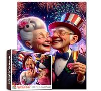 Rompecabezas de 1000 piezas para adultos y parejas de ancianos, fuegos artificiales, copas de vino, cielo nocturno, descompresión intelectual, divertido, juego familiar, relajación, entretenimiento