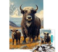 Rompecabezas de 1000 Piezas para Adultos Yak y Ternero en Paisaje de montaña Rompecabezas práctico para Adultos con Corte de precisión Diversión en casa (Tamaño 50x75cm)