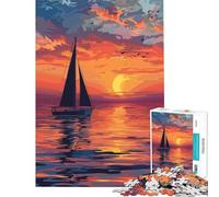Rompecabezas de 1000 Piezas para Adultos Yate Océano Puesta de Sol Juguete Intelectual Juego Imposible para Toda la Familia Regalos para Mujeres y Hombres (Tamaño 38x26cm)