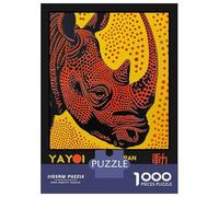 Rompecabezas De 1000 Piezas para Adultos Yayoi Kusama Rhino No.1 Exhibition Poster Rompecabezas Juego De Ingenio Alivia El Estrés Cumpleaños 70x50cm/1000pcs