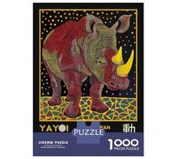 Rompecabezas De 1000 Piezas para Adultos Yayoi Kusama Rhino No.7 Exhibition Poster Rompecabezas para Adolescentes Juego De Ingenio Desafío Difícil Juego Desafiante Regalos 70x50cm/1000pcs