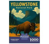 Rompecabezas De 1000 Piezas Para Adultos Yellowstone National Park Bison Vintage Poster - Retro Wildlife Travel Art Print Rompecabezas Para Adolescentes Juego De Ingenio Análisis Y Lógica Difícil Y De