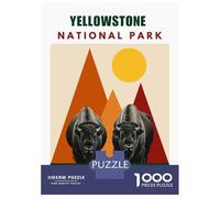Rompecabezas De 1000 Piezas para Adultos Yellowstone National Park Mid Century Collage Art Rompecabezas para Adultos Juegos Relajantes Desafío Difícil Reducción del Estrés Regalos 52x38cm/1000pcs