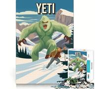 Rompecabezas de 1000 Piezas para Adultos Yeti Cryptid Póster de Viaje Criptozoología Juego de Enfoque de Corte nítido Regalo Juego de Tiempo Libre Escena navideña Arte (38x26cm)