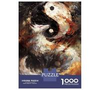 Rompecabezas De 1000 Piezas para Adultos Yin and Yang Kitsune Fox Rompecabezas para Adultos Juguetes De Bricolaje Desafío Difícil Desafío Educativo 38x26cm/1000pcs