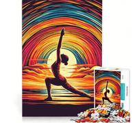 Rompecabezas de 1000 Piezas para Adultos Yoga Pop Art Atardecer Juegos Familiares Reto para completar Mejora el Amor Entre Parejas 50x75cm