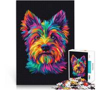 Rompecabezas de 1000 Piezas para Adultos Yorkshire Terrier arcoíris para el Juguete de desafío de Juego Educativo Mejorar la Memoria 38x26cm