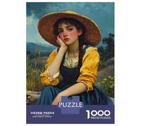 Rompecabezas De 1000 Piezas para Adultos Young Woman in A Straw Hat Rompecabezas para Adultos Juegos Divertidos Desafío Difícil Interacción Entre Padres E Hijos 70x50cm/1000pcs