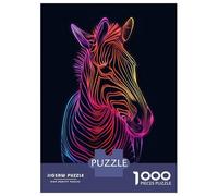 Rompecabezas De 1000 Piezas para Adultos Zebra Animal Neon Rompecabezas para Adultos Juegos Relajantes Pero Divertidos Y Humorísticos Desafiante De Completar 38x26cm/1000pcs