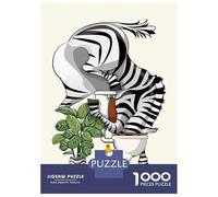 Rompecabezas De 1000 Piezas para Adultos Zebra Drinking from Toilet Rompecabezas para Adultos Juegos Relajantes para La Diversión Familiar Interacción Entre Padres E Hijos 52x38cm/1000pcs