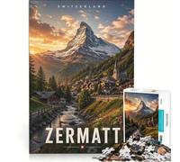 Rompecabezas de 1000 Piezas para Adultos, Zermatt, Suiza, Juegos educativos, Carrera de Velocidad Manual, Toda la Familia 50x75cm