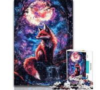 Rompecabezas de 1000 Piezas para Adultos Zorro bajo la Luna, 1000 Piezas para Adultos, Entrena tu Cerebro y Tus Manos, Regalo de cumpleaños, 26x38cm