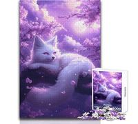 Rompecabezas de 1000 Piezas para Adultos, Zorro Blanco bajo la luz de la Luna, para Disfrutar de un Agradable Ocio y relajación, Ajuste Estable, Corte preciso, tamaño del Juguete: 38x52cm