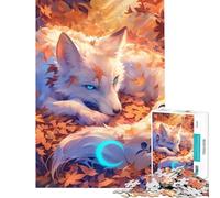 Rompecabezas de 1000 Piezas para Adultos Zorro Blanco Entre Hojas de otoño Juguete Intelectual Juego de ingenio análisis y lógica Regalos para Hombres y Mujeres (tamaño 38x52cm)