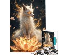 Rompecabezas de 1000 Piezas para Adultos Zorro Blanco sobre Loto Divertidas Actividades en casa Un Juego de ingenio y una Obra de Arte para Mayores de 14 años 38x52cm