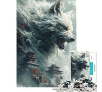 Rompecabezas de 1000 Piezas para Adultos Zorro Blanco Templos Chinos Desafío de Inteligencia Cerebral Juguetes adictivos Juegos Divertidos para Toda la Familia Obra de Arte Regalo (tamaño 50x75cm)