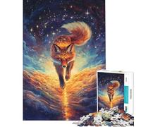 Rompecabezas de 1000 piezas para adultos Zorro celestial corriendo por un cielo estrellado Ayuda a ejercitar el cerebro Actividades familiares Juegos relajantes para mayores de 14 años Juego (50x75cm)