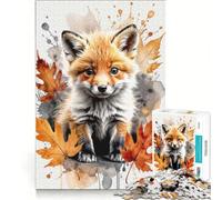 Rompecabezas de 1000 Piezas para Adultos Zorro con Hojas de otoño Juegos Divertidos para la interacción Entre Padres e Hijos Cada Pieza es única 38x52cm