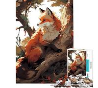 Rompecabezas de 1000 Piezas para Adultos Zorro descansando en un árbol Arte Digital Ayuda a ejercitar el Cerebro Actividades Familiares Juegos relajantes para Mayores de 14 años Juego (38x52cm)