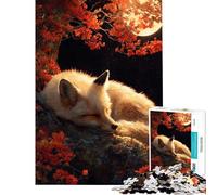 Rompecabezas de 1000 Piezas para Adultos Zorro durmiendo bajo la Luna de otoño Rompecabezas para Adultos Juguete Decorativo para Pared Un desafío difícil Toda la Familia