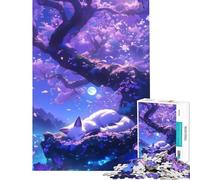 Rompecabezas de 1000 Piezas para Adultos Zorro durmiendo Entre Flores Ideal para cumpleaños Navidad decoración del hogar y Juegos relajantes para Mayores de 14 años (38x52cm)