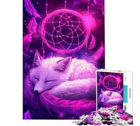 Rompecabezas de 1000 Piezas para Adultos Zorro en atrapasueños Rompecabezas Luminoso para Adultos Juegos relajantes Alivio del estrés Actividades Divertidas en casa (tamaño 38x26cm)