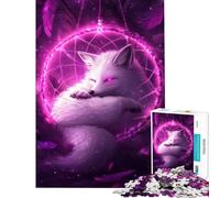 Rompecabezas de 1000 Piezas para Adultos Zorro en atrapasueños - Rompecabezas para Adolescentes Juegos relajantes para divertirse en Familia Regalo de cumpleaños (tamaño 50x75cm)
