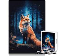 Rompecabezas de 1000 Piezas para Adultos, Zorro en el Bosque, para Disfrutar de un Ambiente Tranquilo y Relajante, Ajuste Estable, Corte preciso, tamaño del Juguete: 38x52cm
