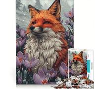 Rompecabezas de 1000 Piezas para Adultos Zorro en Flor de Invierno Juguete Educativo Actividades Divertidas para Hacer en casa Ideal para cumpleaños y Navidad 50x75cm