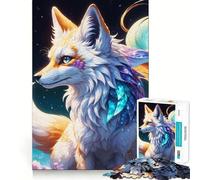 Rompecabezas de 1000 Piezas para Adultos Zorro Espíritu Celestial en una Noche Mística Arte de Corte preciso Juguete de Rompecabezas cognitivo Juego Relajante (38x52cm)