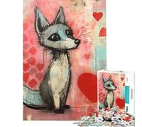 Rompecabezas de 1000 Piezas para Adultos Zorro Gris Enamorado para San Valentín Ideal para cumpleaños Navidad Actividades Familiares y Juguetes DIY para Mayores de 14 años 38x52cm
